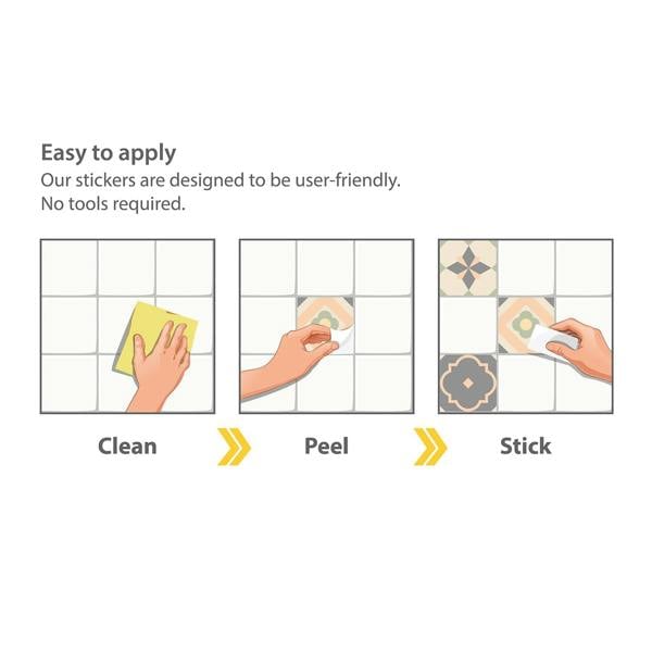 WT1546 - Kansas Baby Rose and Pastel Green Wall Tile Sticker Set - 15 cm x 15 cm - 24 pcs