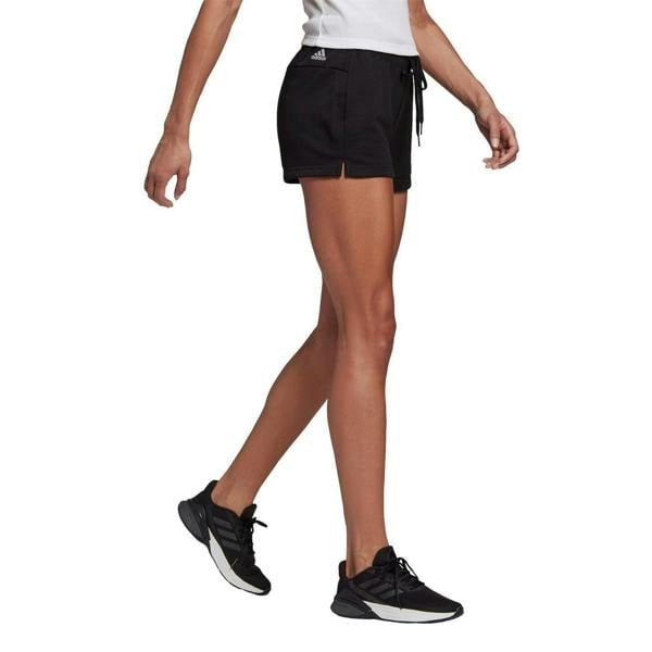Adidas Womens/Ladies Cotton Logo Slim Shorts - Black/White - 