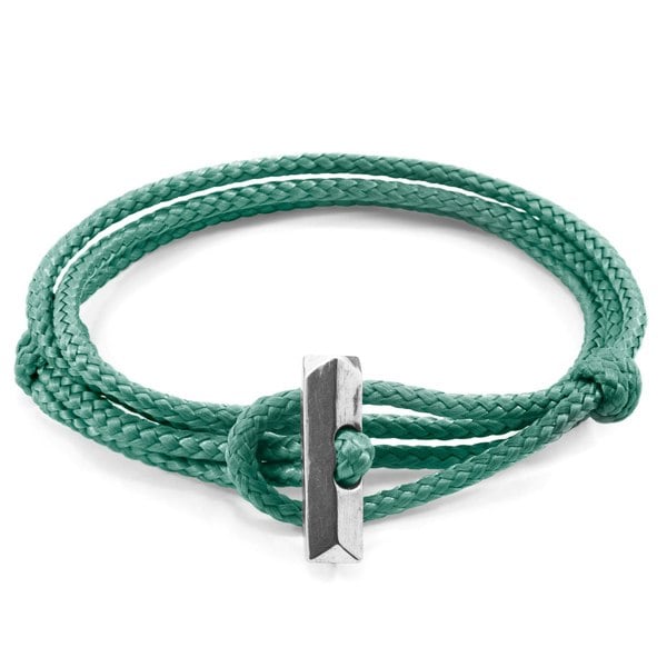 Anchor & Crew Mint Green Oxford Silver and Rope Bracelet