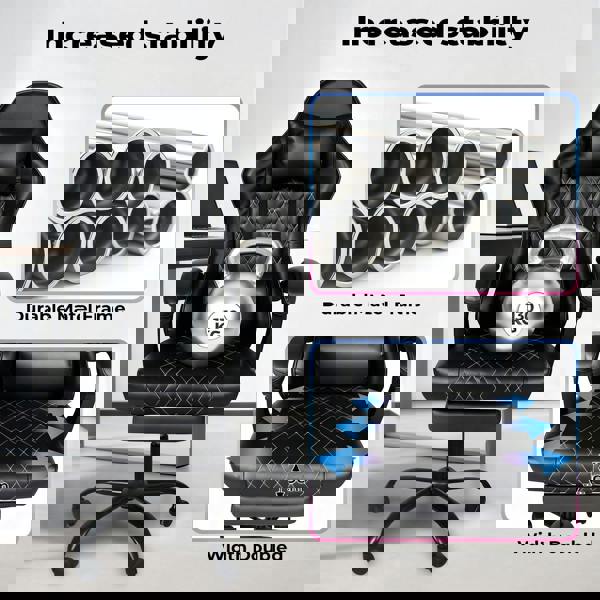 Levede Office Desk Chair PU Gaming Recliner Adjustable Height Swivel Black