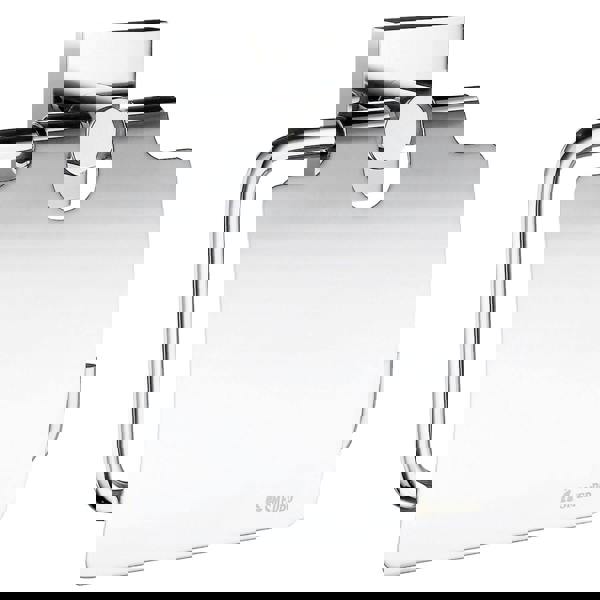 Polished chrome toilet roll holder with lid