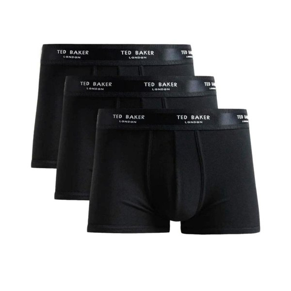 Ted Baker 3-Pack Contrast Logo Boxer Trunks, Black