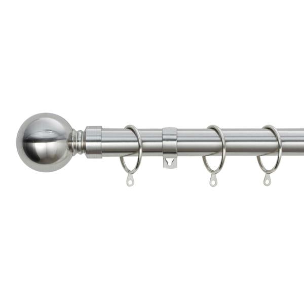 A.Unique Home Plain Round Ball Metal Extendable Curtain Pole with Rings and Fittings, In a Variety of Colours and Sizes (25/28mm)