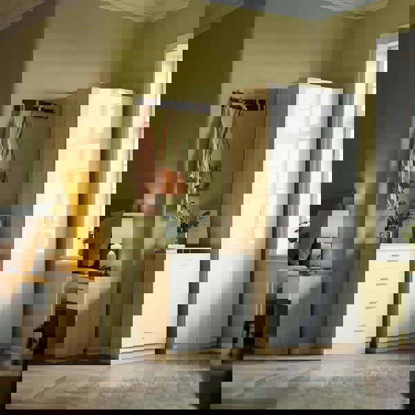 Comfy Living High Gloss Bedroom Furniture 3 Piece Trio Set Wardrobe Chest Bedside