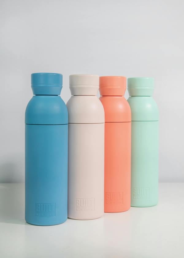 Built New York BUILT Planet Bottle, 500ml Recycled Reusable Water Bottle with Leakproof Lid - Pale Pink