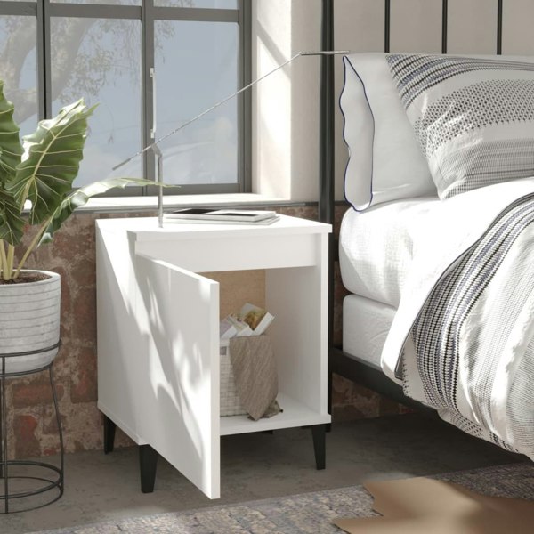 Berkfield Bed Cabinet with Metal Legs White 40x30x50 cm