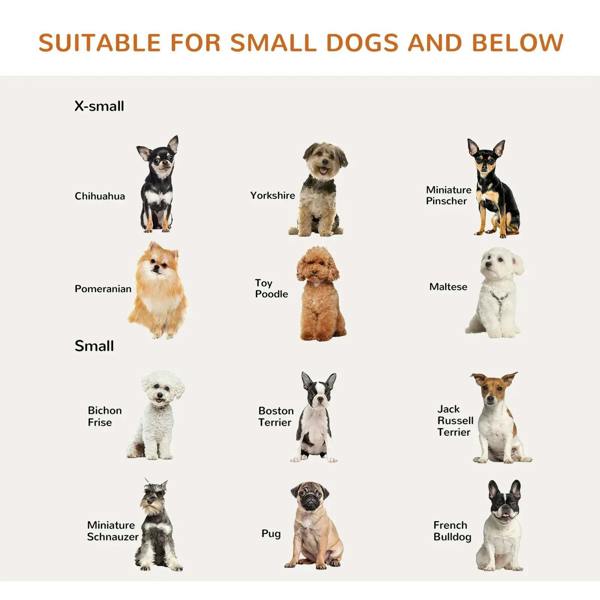 Pet gate size chart with dog silhouettes for small dogs