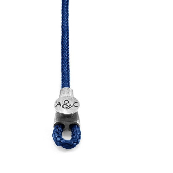 Anchor & Crew Navy Blue Dundee Silver and Rope Bracelet