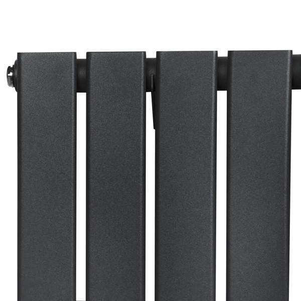 Flat single column radiator in anthracite grey, featuring a sleek design with smooth, matte finish and vertical alignment, ideal for modern spaces