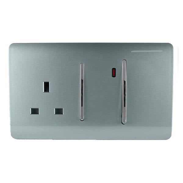 Trendi Switch 45 Amp Cooker Switch & 13 Amp Plug Socket with Neon in Cool Grey