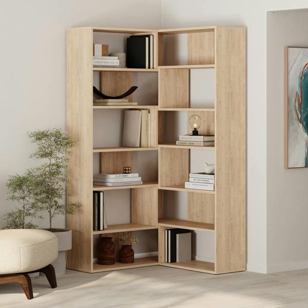 Decortie Molly Corner Bookcase 5 Tier Wall Mounted 178.6x93.6x29.6cm