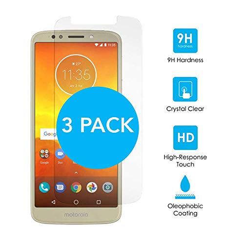 KAV & Tempered Glass Screen Protector for Motorola Moto E5 Play [Pack of 3] [Shatterproof] [9H Hardness] [Easy Bubble-Free Installation]