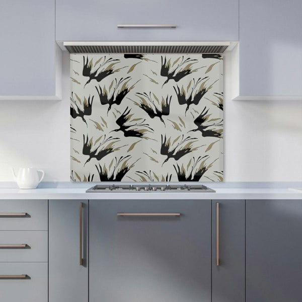 Warren Reed - Designer Black And Gold Fire Bird Silhouettes Kitchen Splashback