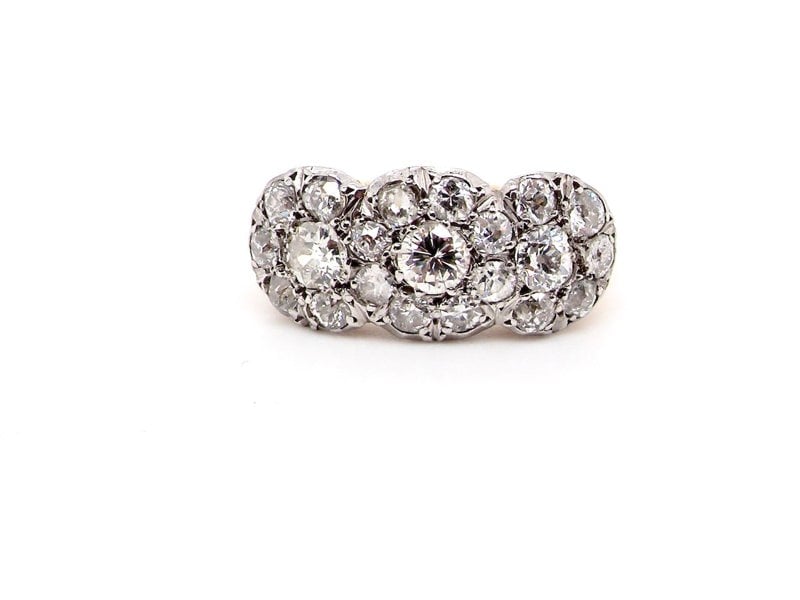 Art Deco triple cluster diamond ring