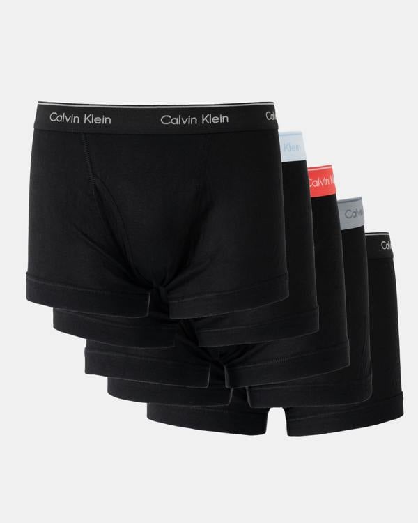 Calvin Klein 5-Pack 100% Cotton Mens Trunks - Red/Blue/Grey/Black