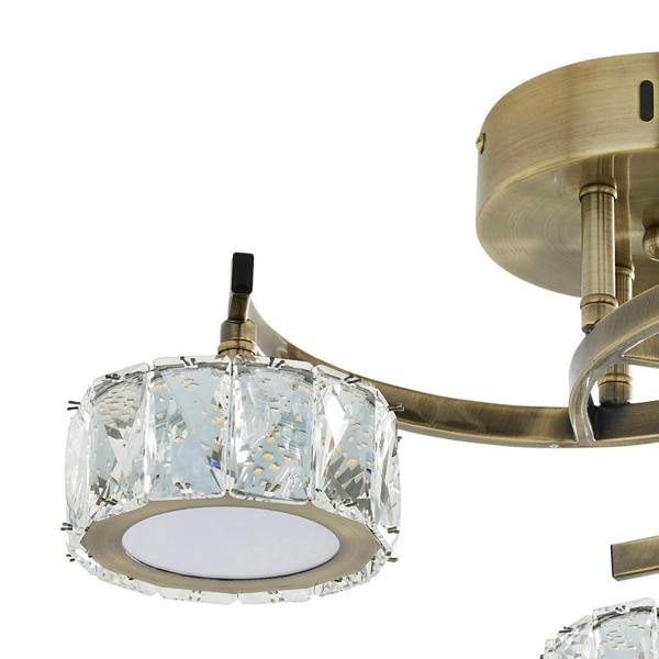 Pagazzi Lighting Dilan 3 Light Antique Brass LED Semi Flush Ceiling Light