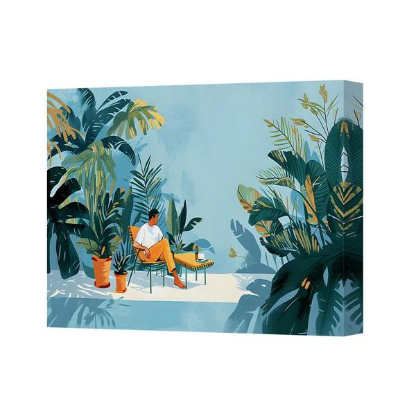 Benjamin Tate Design Tropical Jungle Canvas Wall Art Featuring Lush Plant Life