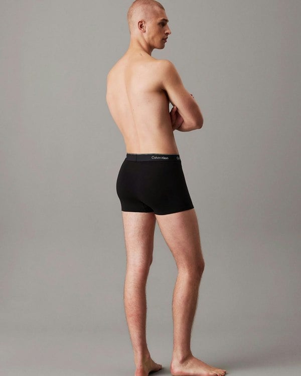 Calvin Klein 3 Pack Icon Cotton Stretch Mens Relaxed Fit Trunks - Black/Black/Black