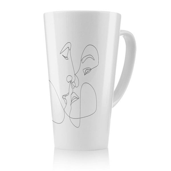 Benjamin Tate Design Couple kiss in line art Designer Latte Mug