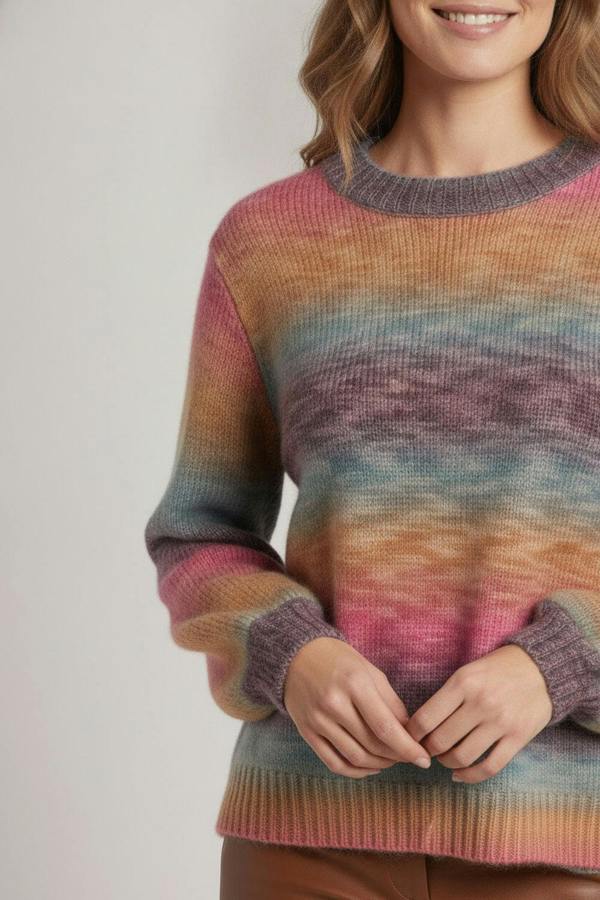 Pink | Striped Textured Relaxed Jumper