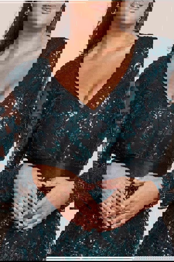 Tassel & Sequin Midaxi With Front Split - Emerald Green DR4006PLUS