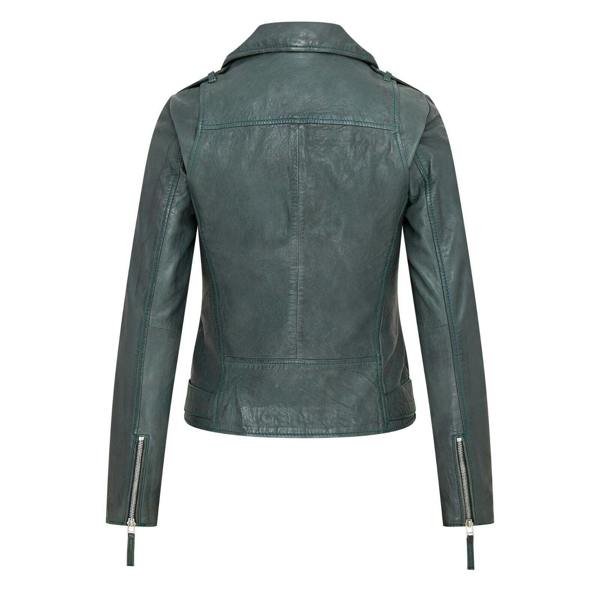 Infinity Leather Womens Green Biker Leather Jacket - Denver