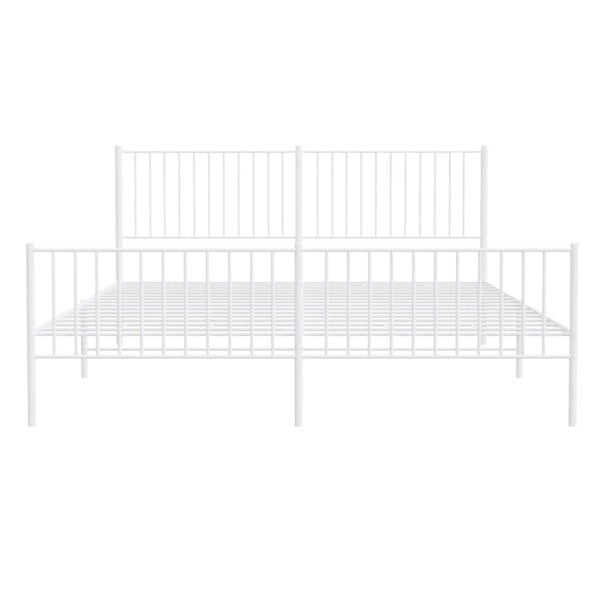 Berkfield Metal Bed Frame with Headboard and Footboard White 180x200 cm