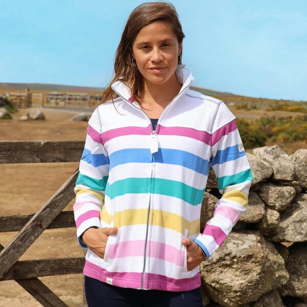 Lazy Jacks LJ32 - Ladies Striped Full Zip Sweatshirt - Colourful
