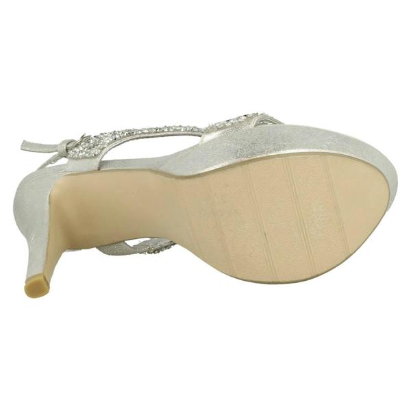 Anne Michelle Ladies Anne Michelle Double Glitter Strap Platform Heels