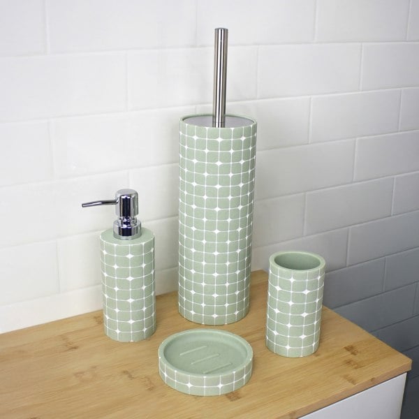 Showerdrape Mosaica Pistachio Green 4 Piece Bathroom Accessory Set