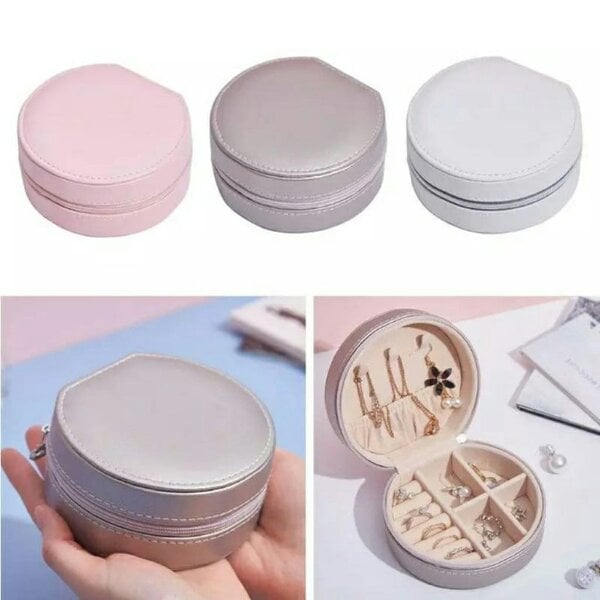 The Colourful Aura Pink and White Soft Makeup Keepsake Trinket Storage Leather Travel Jewellery Box