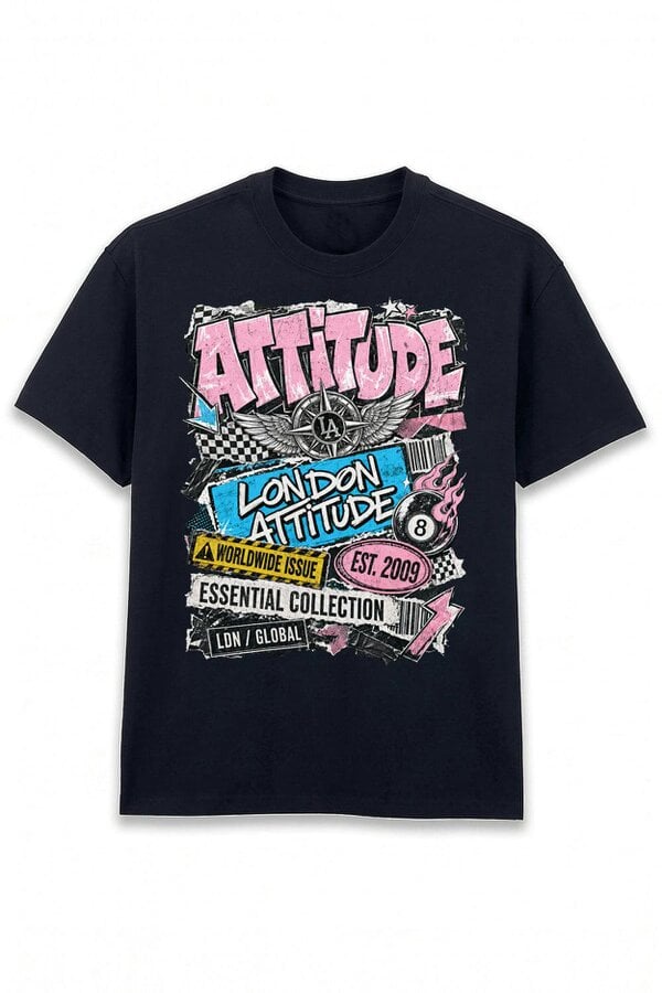 London Attitude Retro Graphic Oversized Heavyweight Streetwear T-Shirt