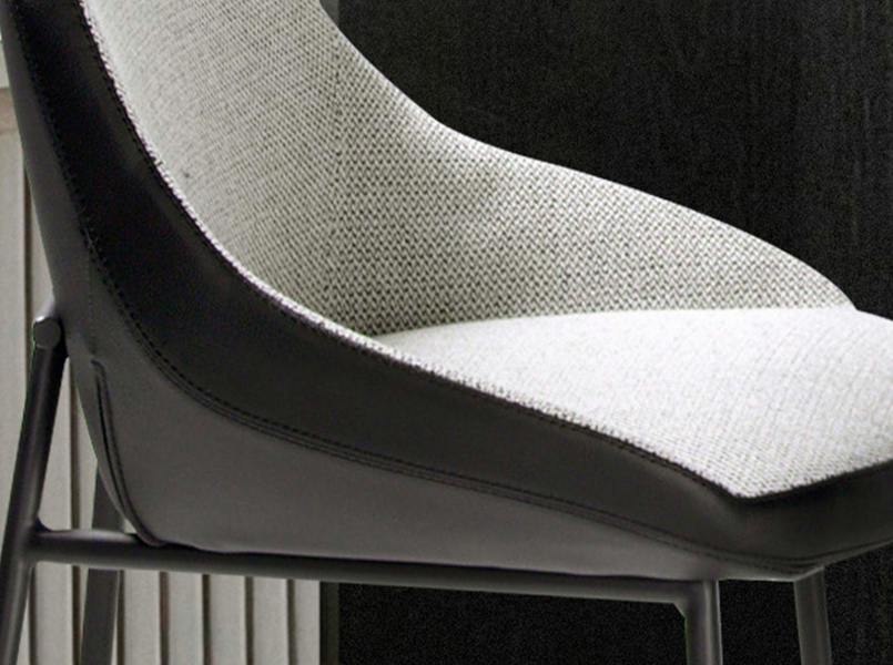 Angel Cerdá Grey Fabric and Black Leatherette Stool 4100