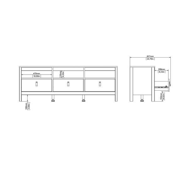 Wyld Haus Wildberry TV Unit 3 Drawers in Cashmere