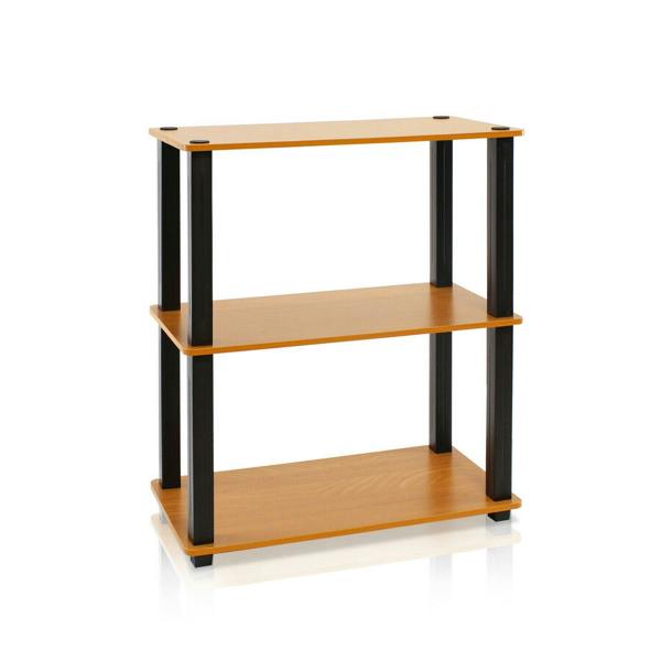 WALPLUS Sturdy Turn-N-Tube 3-Tier Compact Multipurpose Shelf Display Rack, Light Cherry for Living Room