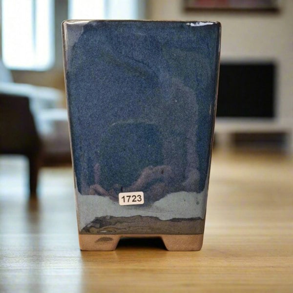 13cm Glazed Bonsai Pot | Cascade | 13cm x 19cm | Blue - Yorkshire Bonsai