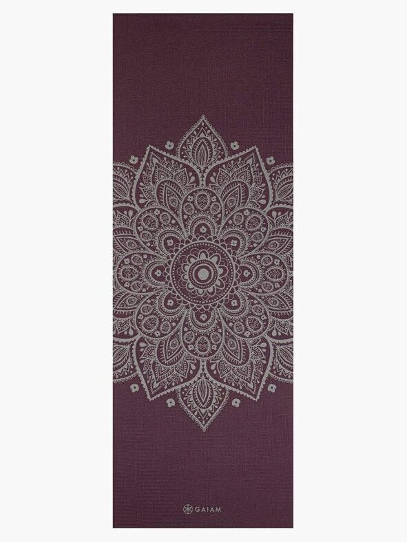 Gaiam Midnight Plum Sundial Flower Yoga Mat 5mm