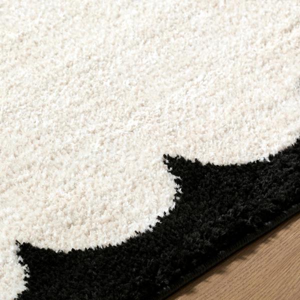 Livabliss Fossay Shag-Washable Cream Black Modern High Pile Rug