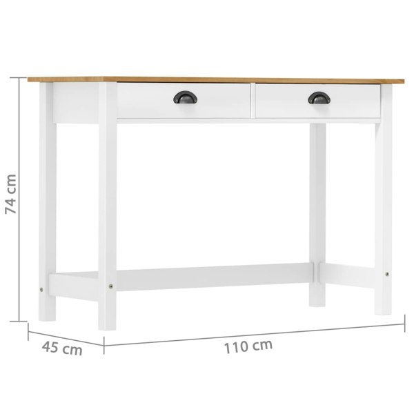 Berkfield Console Table Hill with 2 Drawers 110x45x74 cm Solid Pine Wood