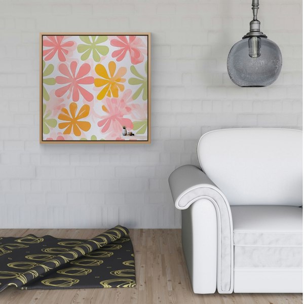 Warren Reed Yellow And Pink Flowers Framed Canvas