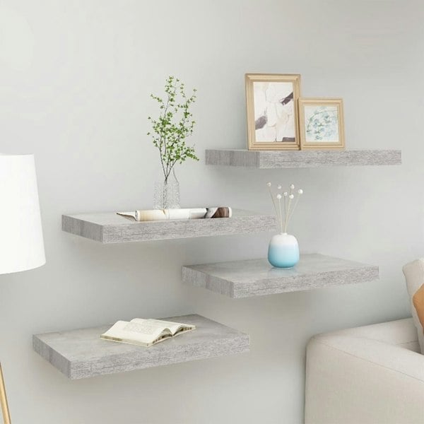Berkfield Floating Wall Shelves 4 pcs Concrete Grey 40x23x3.8 cm MDF