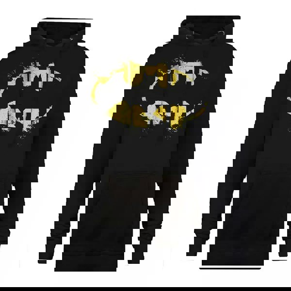 Batman Mens Painted Effect Logo Hoodie - Black/Yellow