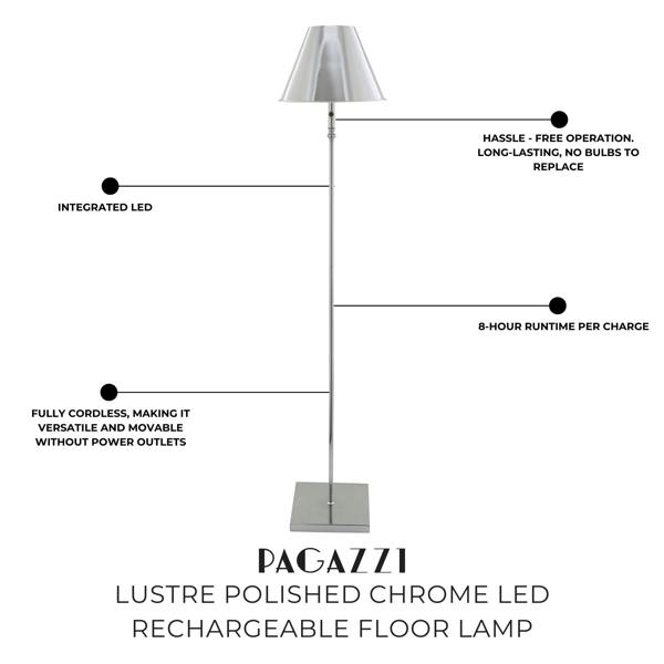 Lustre Polished Chrome LED Rechargeable Floor Lamp