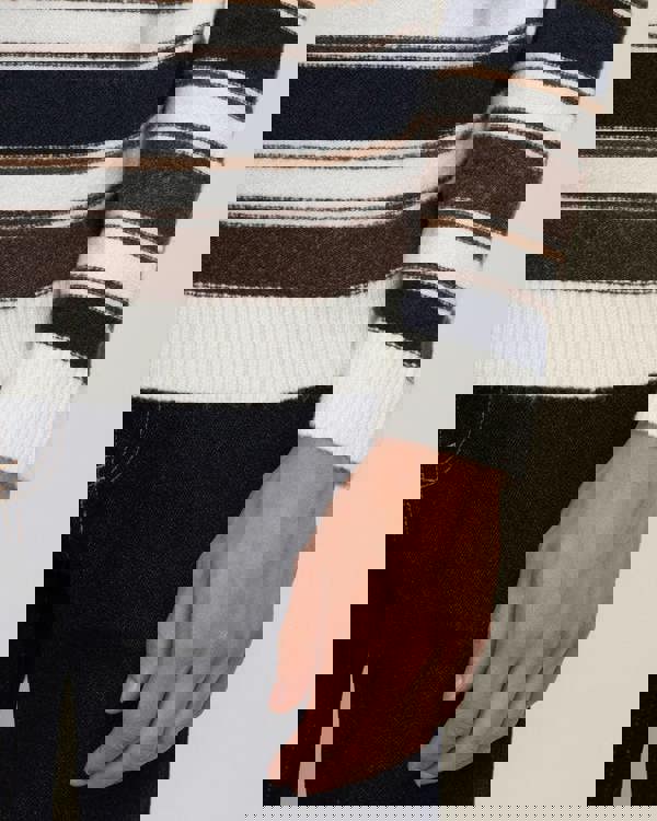 Larsson & Co Osterby - Stripe Knitted Long Sleeve Polo Shirt