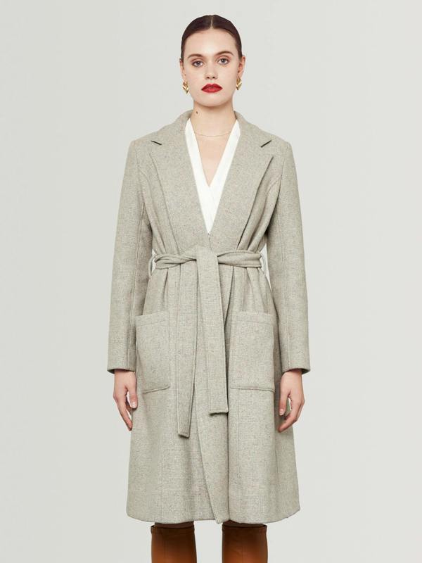 Serran London Wrap Coat Grey-Pink