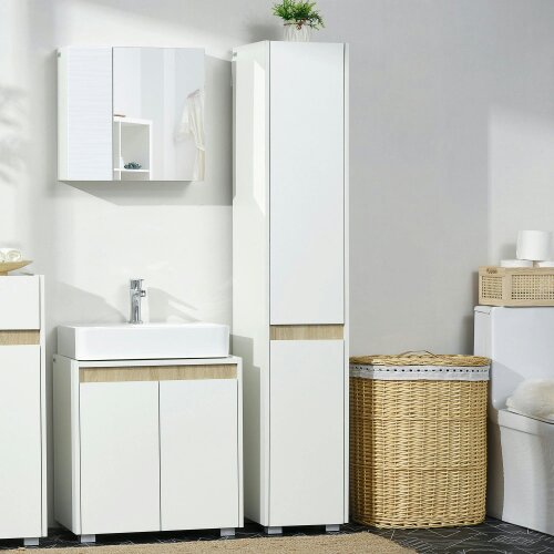 Wyld Haus Moka Tall Freestanding Bathroom Cabinet With 5 Tier Adjustable Shelving White