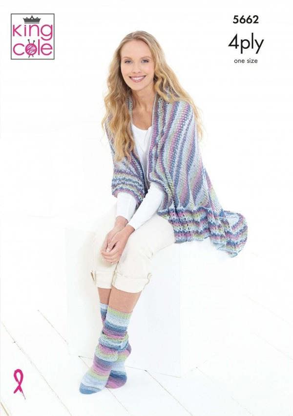 King Cole Summer 4 Ply Knitting Pattern 5662, Socks for Women, One Size