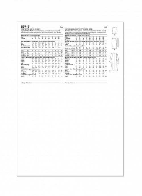 Simplicity Sewing Pattern 9716, Tops, Cardigans, Jackets, Skirts for Women, D5 (4-6-8-10-12) - Easy