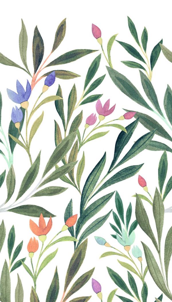 Grandeco Andrea Colourful Spring Flowers 3 panel repeatable Mural 1.59 x 2.8m, Green
