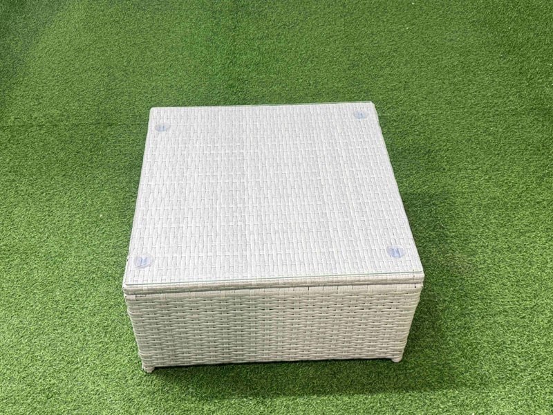 Fimous Outdoor Rattan Garden Furniture Set 6 Seater Corner Sofa Sets with Square Coffee Table Light Grey Mixed